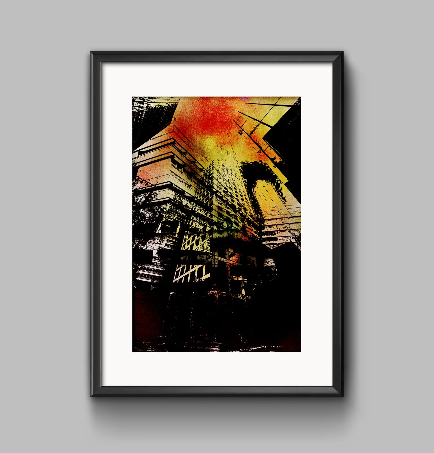 Abstract Cityscape Print: Soaring Skyscrapers, Modern Wall Art
