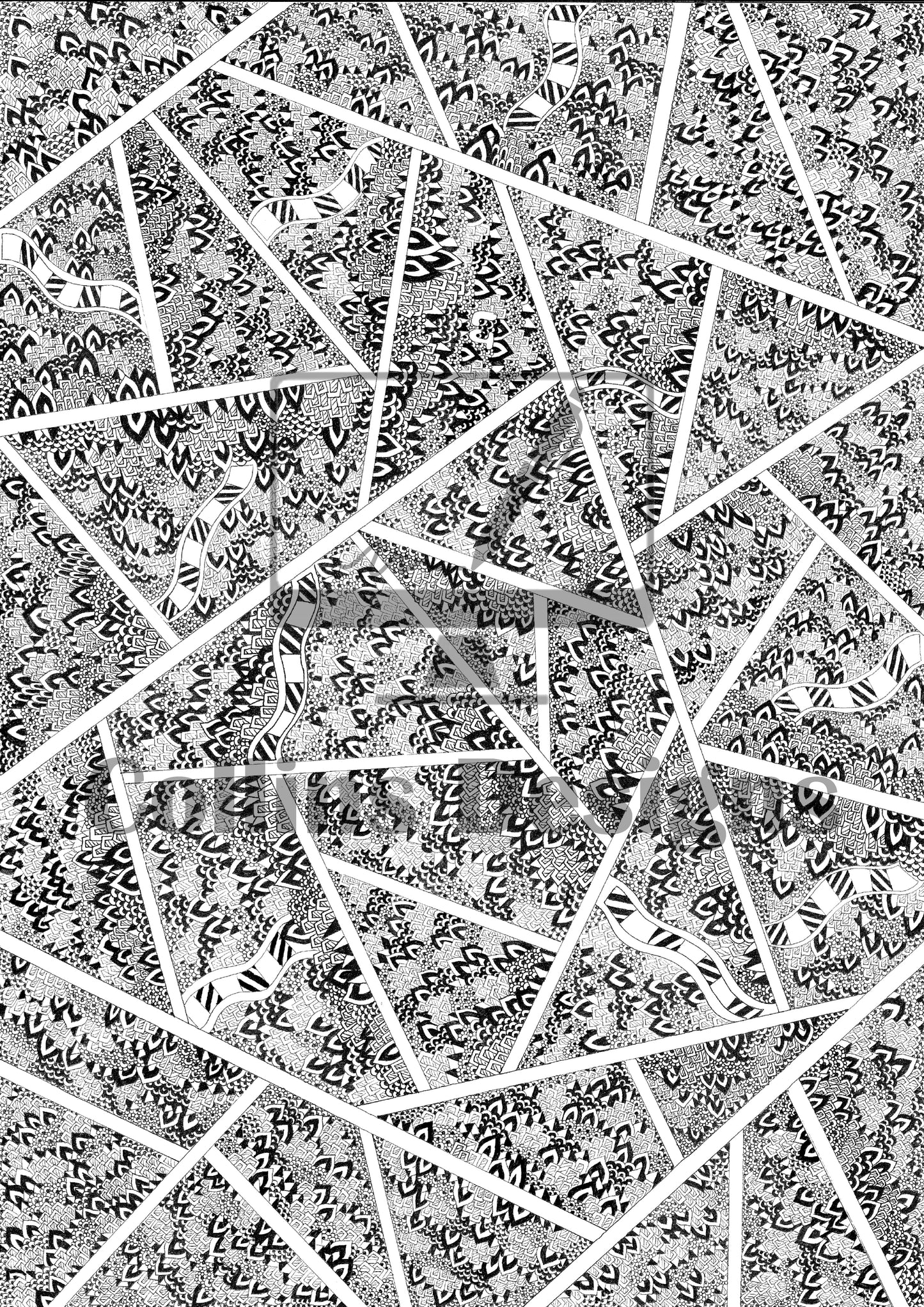Hand-Drawn Geometric Print: Black and White Abstract Doodle Art