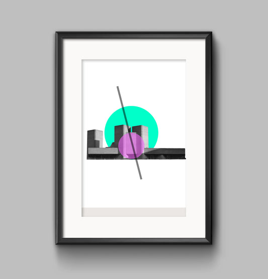 Abstract Brutalist Architecture Print: Modern Geometric Wall Art